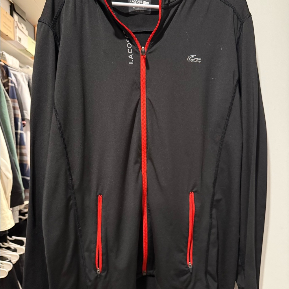 Lacoste Black Jacket with Red Accents